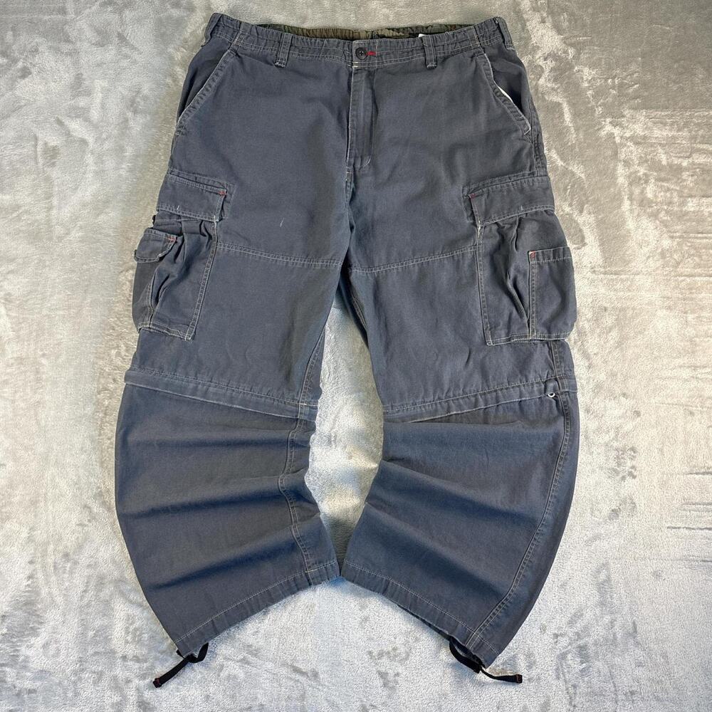 Vintage Bugle Boy Cargo Pants Mens 40x30 Gray Adjustable Waist 90s Utility